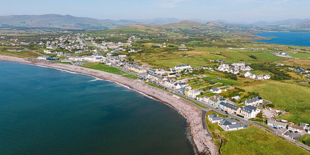 Aerial view of coastal town