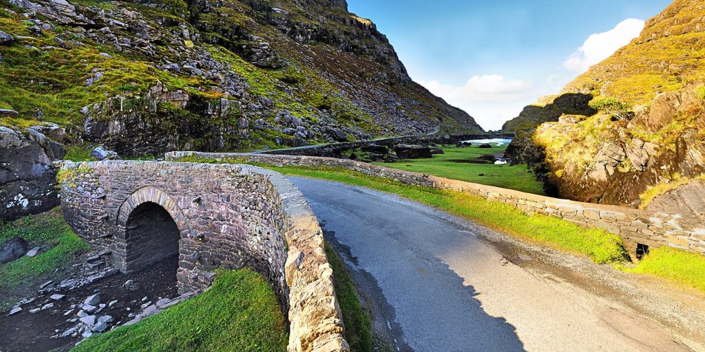 Narrow road over a river