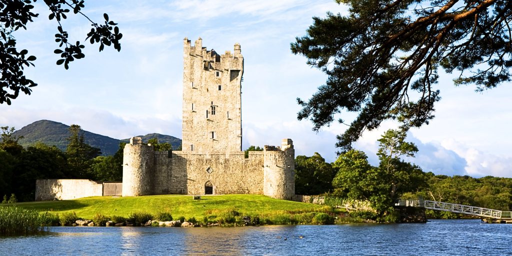 Lake in front of Ross castle in Killarney