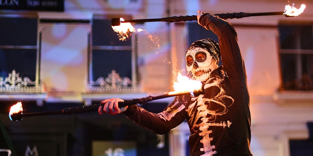 Person dressed up as a skeleton